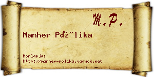 Manher Pólika névjegykártya